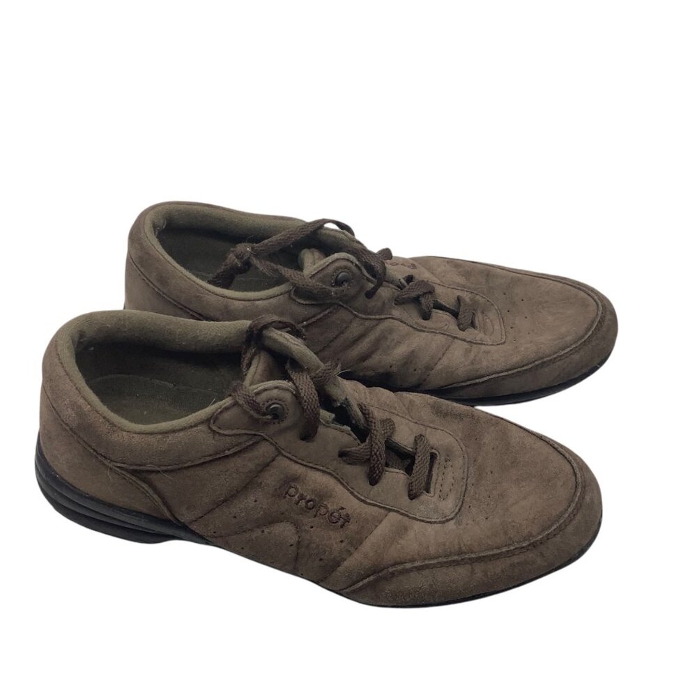 Propét Brown Leather Walking Shoes Women Size 9 Wide Comfortable Casual 3841